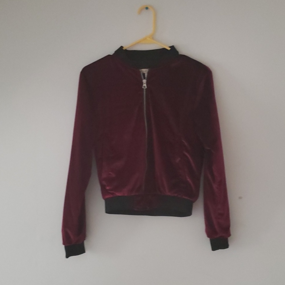 Velvet burgundy bomber